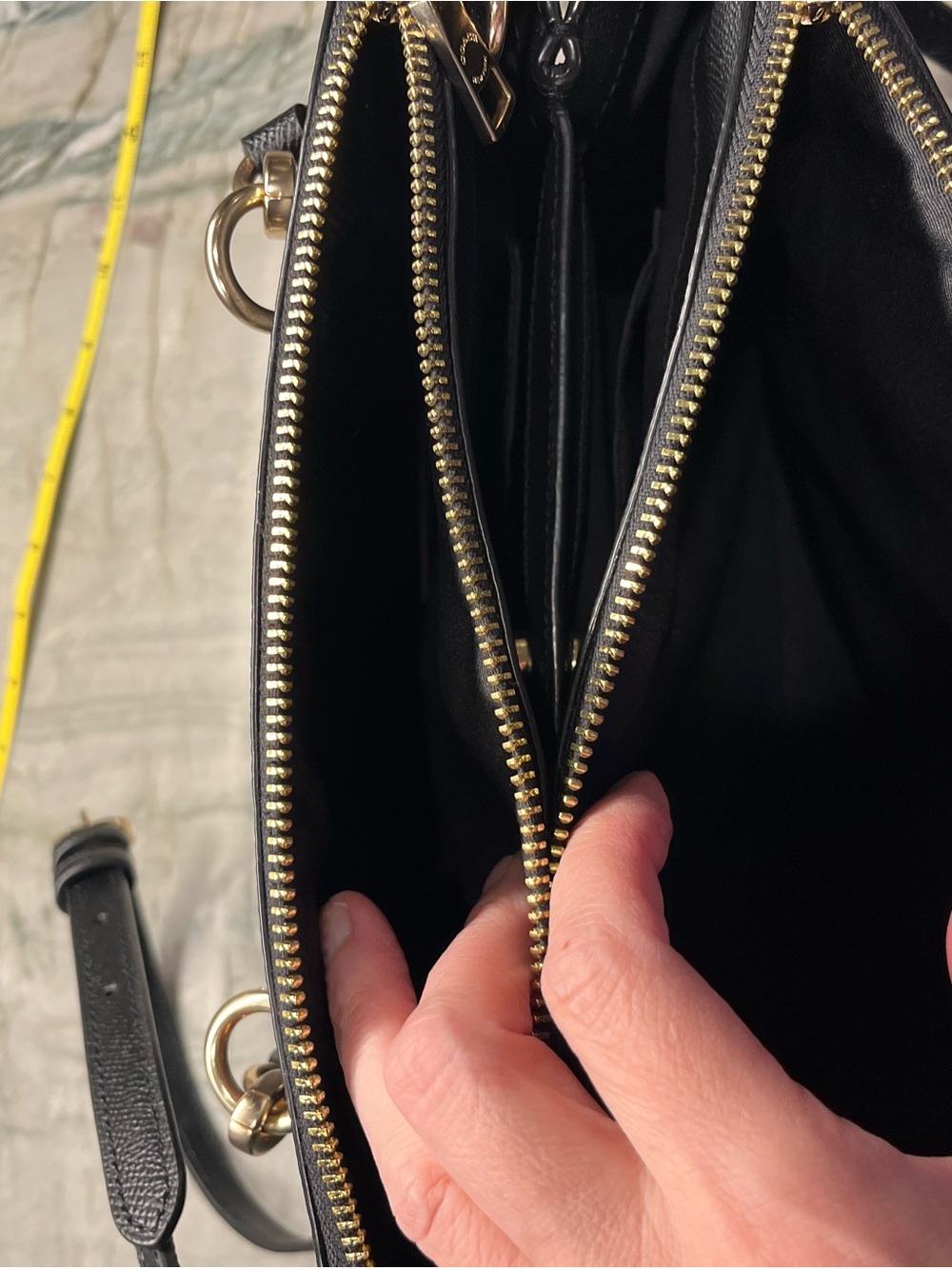 Coach Black Leather Satchel with Gold Accents - Picture 7 of 8